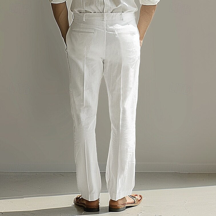 Cotton Linen Solid Color Pants - oukumen