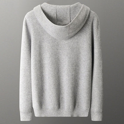 100% Merino Wool Zip Solid Color Sweater - oukumen