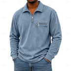 Acid-Wash Zip-Pocket Polo Shirt