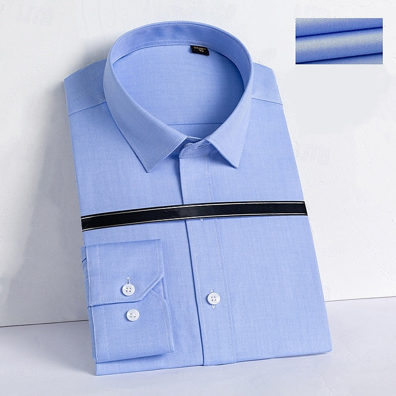 100% Cotton Non-iron Dress Shirt Luxury Twill Shirt - oukumen