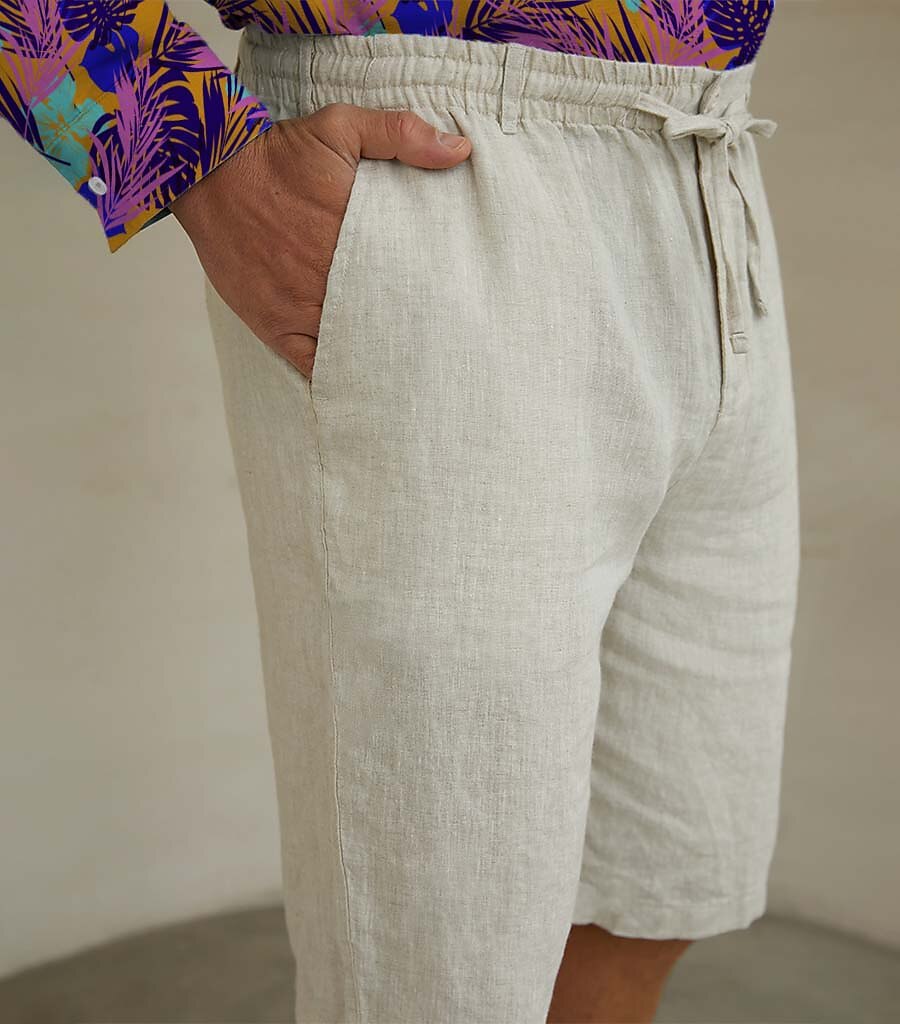 100% Linen Shorts - oukumen