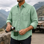 Acid-Wash Long-Sleeve Denim Shirt