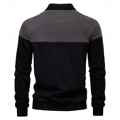 Color-Block Knit Polo Sweatshirt