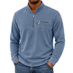 Acid-Wash Zip-Pocket Polo Shirt