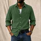 Acid-Wash Long-Sleeve Denim Shirt