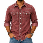 Acid-Wash Long-Sleeve Denim Shirt