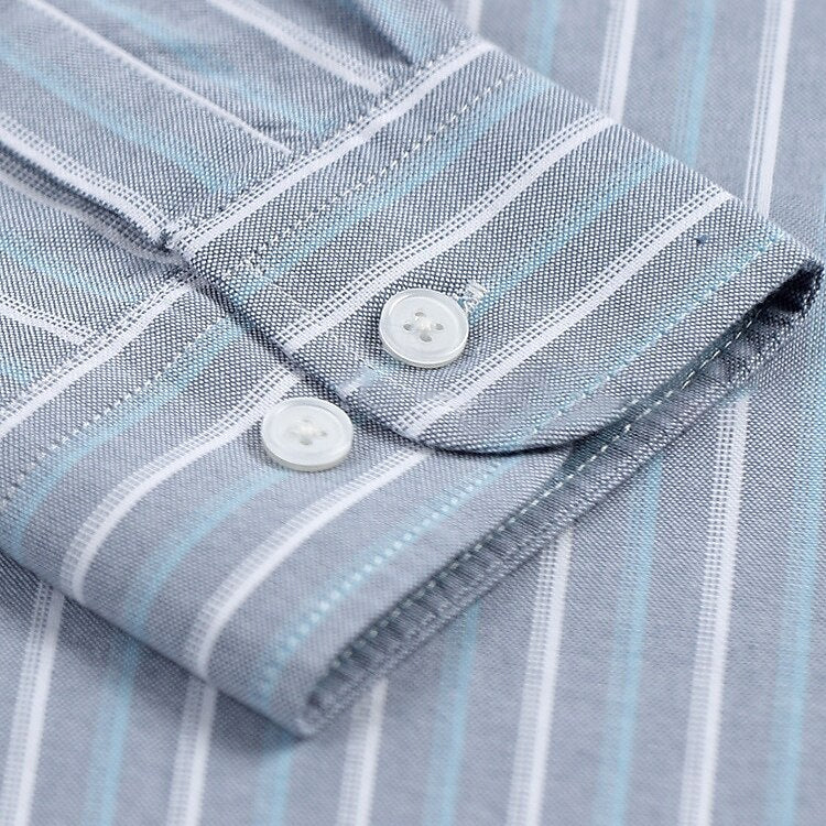 100% Cotton Oxford Striped Shirt - oukumen