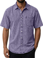 Washed Short-Sleeve Denim Shirt