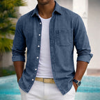 Washed Long-Sleeve Denim Shirt