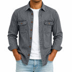 Acid-Wash Long-Sleeve Denim Shirt