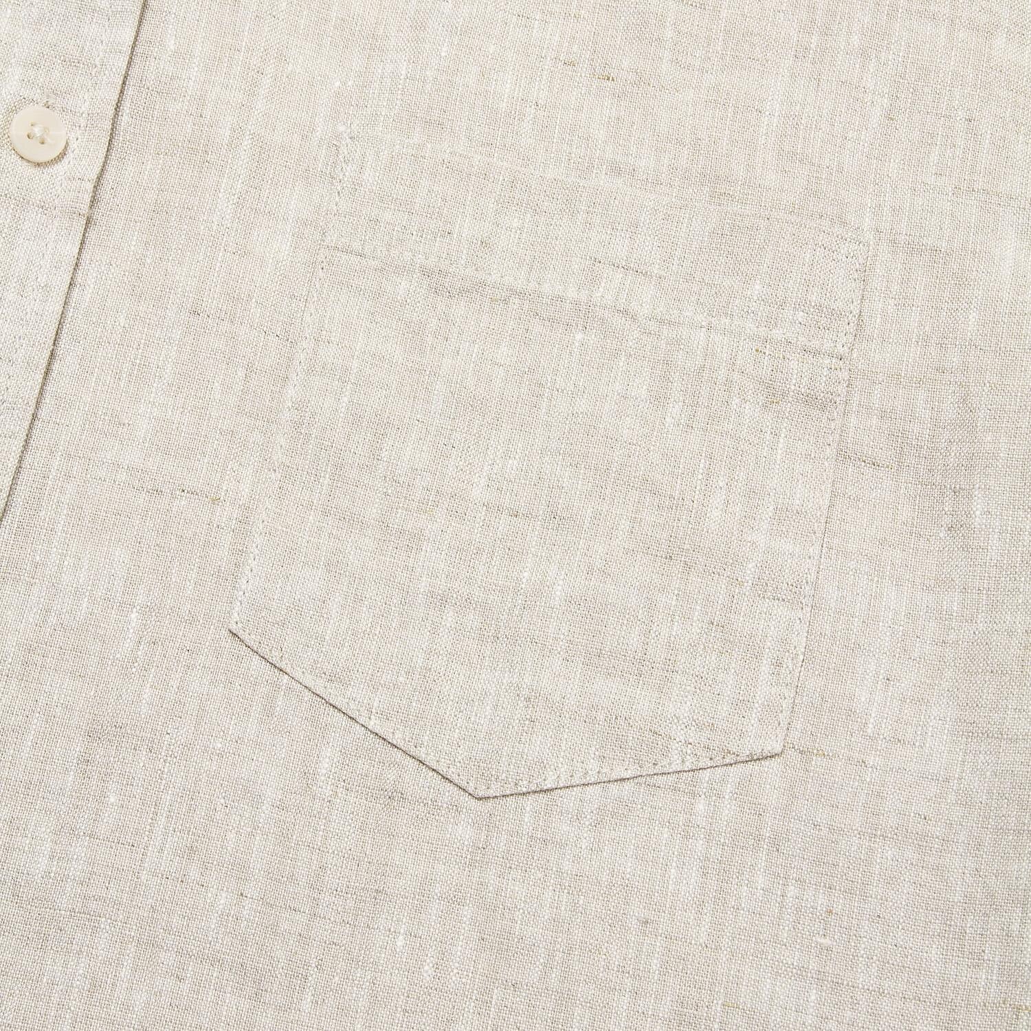 100% Linen Fold-over Collar Casual Shirt - oukumen