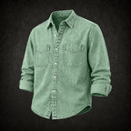 Acid-Wash Long-Sleeve Denim Shirt