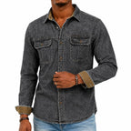 Acid-Wash Long-Sleeve Denim Shirt