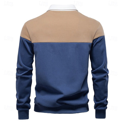 Color-Block Knit Polo Sweatshirt