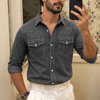 Washed Long-Sleeve Denim Shirt