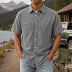 Acid-Wash Short-Sleeve Shirt