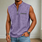 Stand-Collar Zip-Pocket T-Shirt