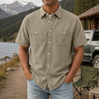 Acid-Wash Short-Sleeve Shirt