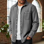 Washed Long-Sleeve Denim Shirt