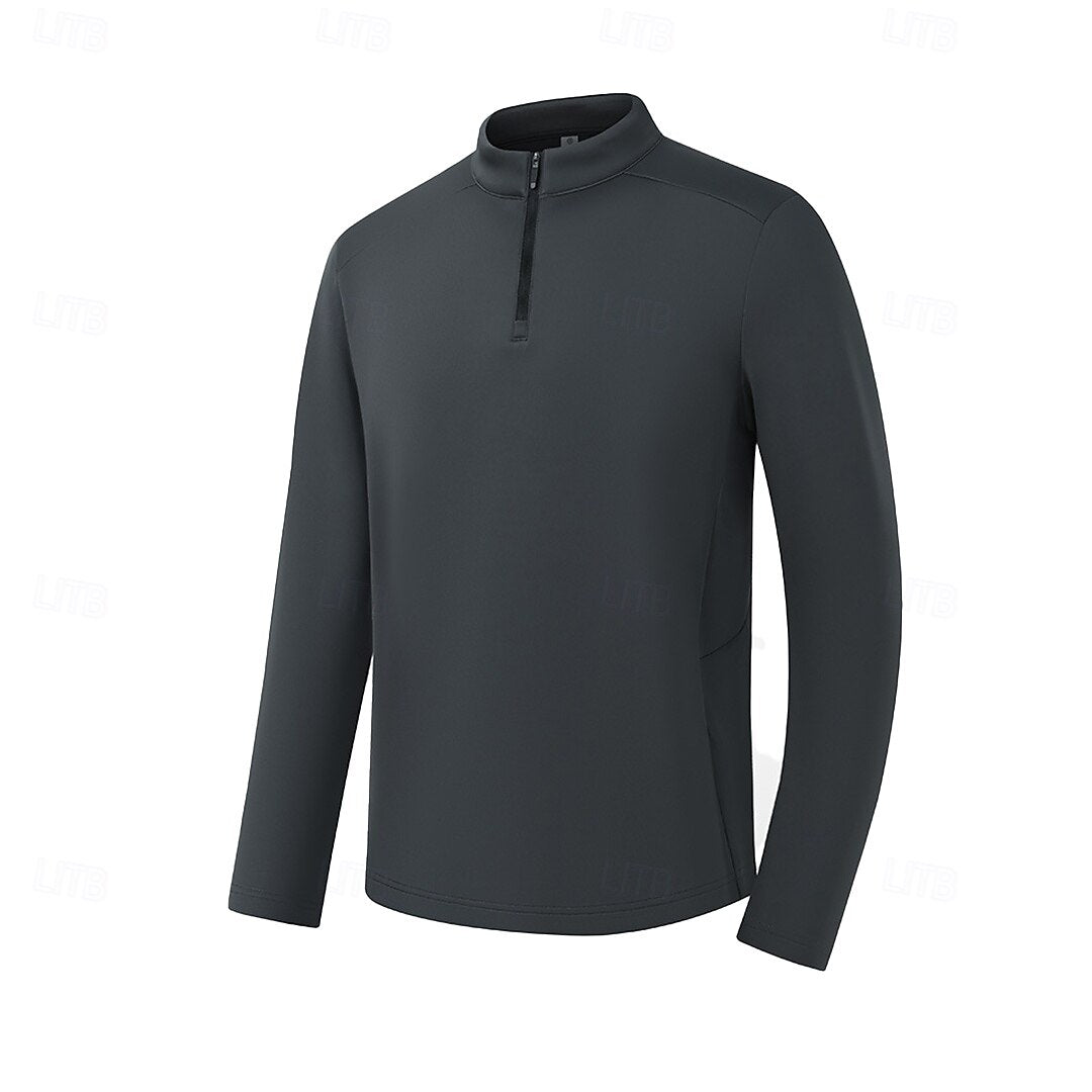 Multifunktionales, sportliches Kapuzenpullover-Sweatshirt mit Viertelreißverschluss und Stehkragen 