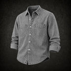 Acid-Wash Long-Sleeve Denim Shirt