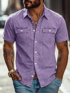 Acid-Wash Short-Sleeve Shirt