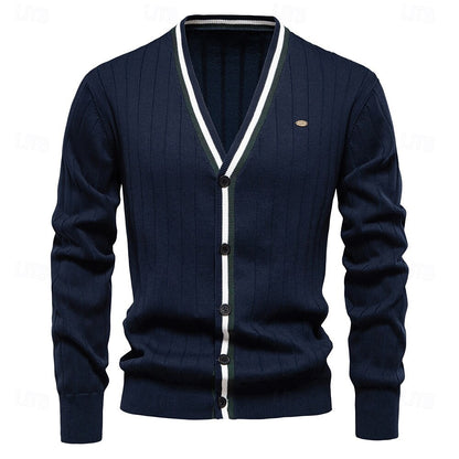 Cotton Button-Up Cardigan Sweater - oukumen