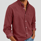 Acid-Wash Long-Sleeve Denim Shirt