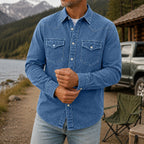 Washed Long-Sleeve Denim Shirt