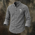 Embroidered Acid-Wash Denim Shirt