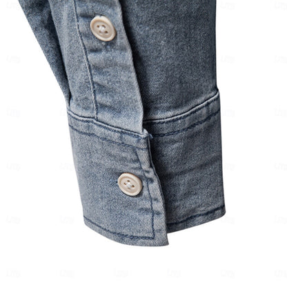 Long Sleeve Solid Color Denim Shirt