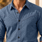 Acid-Wash Long-Sleeve Denim Shirt