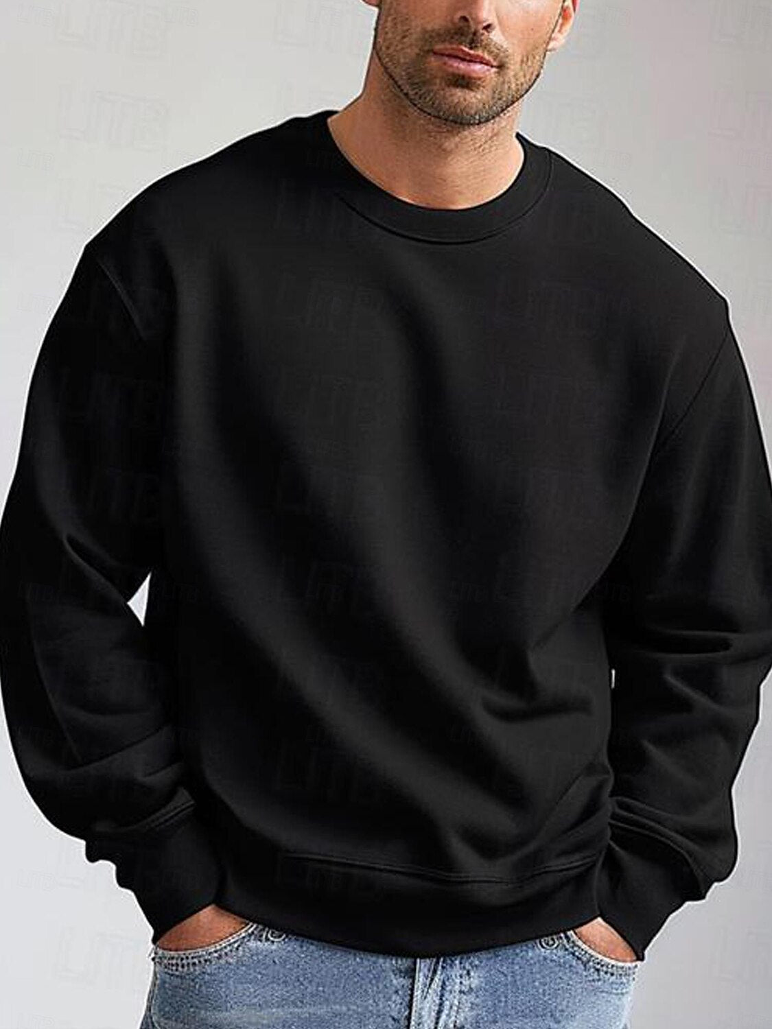 Cotton Crew Neck Sweatshirt Pullover - oukumen