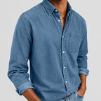 Acid-Wash Long-Sleeve Denim Shirt