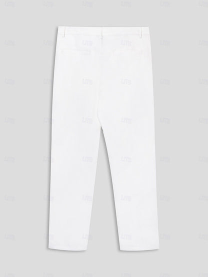 Cotton Linen Solid Color Pants - oukumen