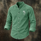 Embroidered Acid-Wash Denim Shirt