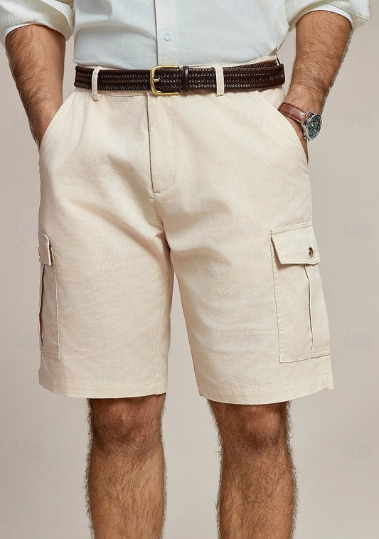 Linen Knee Length Casual Shorts - oukumen