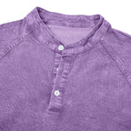 Acid-Wash Long-Sleeve Henley Shirt