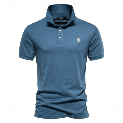 100% Cotton Turndown Short Sleeve Polo - oukumen