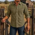 Acid-Wash Long-Sleeve Denim Shirt