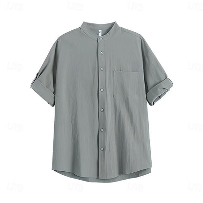 100% Cotton Band-Collar Shirt