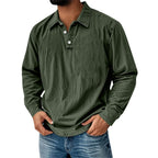 Washed Long-Sleeve Polo Shirt