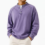 Washed Long-Sleeve Henley Shirt