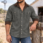 Patchwork Acid-Wash Denim Shirt