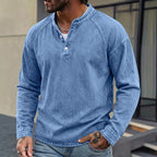 Washed Long-Sleeve Henley Shirt