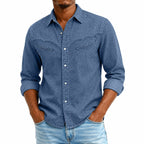 Washed Long-Sleeve Denim Shirt
