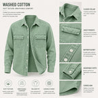 Acid-Wash Long-Sleeve Denim Shirt
