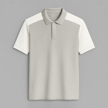 100% Cotton Color Block Hidden Placket Polo - oukumen