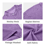 Acid-Wash Short-Sleeve Henley Shirt
