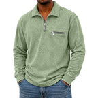 Acid-Wash Zip-Pocket Polo Shirt